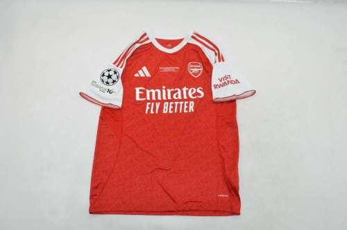 with Front Lettering+UCL Patch Fan Version Arsenal 2025-2026 UCL Final Home Soccer Jersey Football Shirt