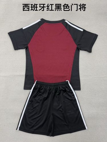 Youth Uniform Kids Kit 2026 Spain Red Goalkeeper Soccer Jersey Shorts Child Football Set