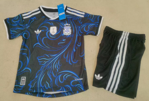 Player Version with FIFA 2022 World Champions Patch Youth Uniform Kids Kit Argentina 2026 Away Soccer Jersey Shorts Child Football Set