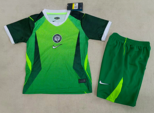 Youth Uniform Kids Kit 2026 Nigeria Away Green Soccer Jersey Shorts Child Football Set