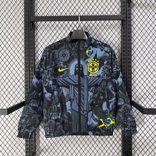 2026-2027 Brasil Jesus Version Soccer Reversible Windbreaker Jacket Football Jacket
