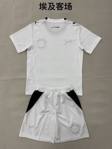 Youth Uniform Kids Kit 2026 Egypt Away White Soccer Jersey Shorts Child Football Set
