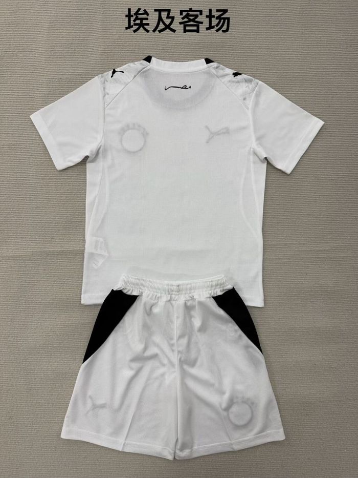 Youth Uniform Kids Kit 2026 Egypt Away White Soccer Jersey Shorts Child Football Set