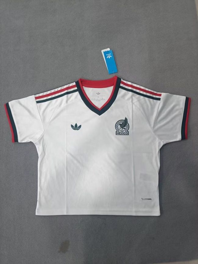 Women 2026 Mexico Away White Crop Soccer Shirt Girl Football Jersey