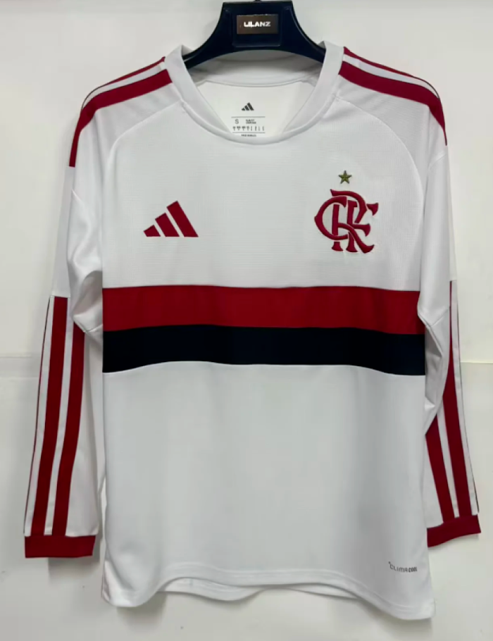 Long Sleeve Fan Version 2026-2027 Flamengo Away White Soccer Jersey Football Shirt