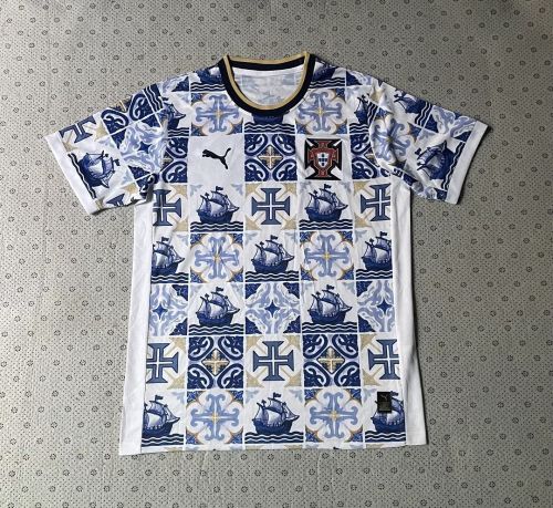 Fan Version 2026 Portugal Blue/White Soccer Training Jersey Football Shirt