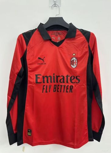 Long Sleeve 2025-2026 AC Milan Red Slam Jam Soccer Jersey AC Football Shirt