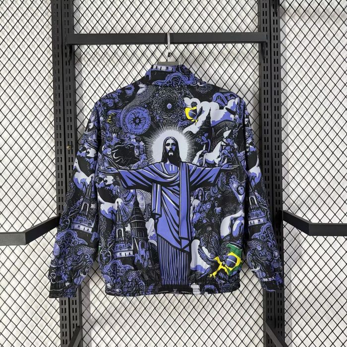 2026-2027 Brasil Jesus Version Soccer Reversible Windbreaker Jacket Football Jacket