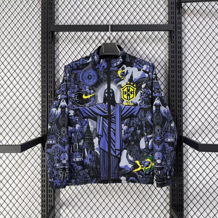 2026-2027 Brasil Jesus Version Soccer Reversible Windbreaker Jacket Football Jacket