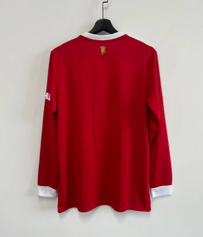 Long Sleeve Retro Jersey 2021-2022 Manchester United Home Soccer Jersey Vintage Football Shirt