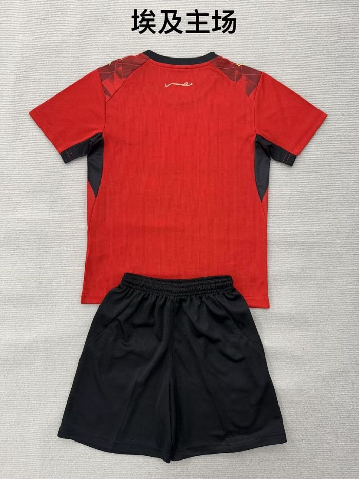 Youth Uniform Kids Kit 2026 Egypt Home Soccer Jersey Shorts Child Football Set