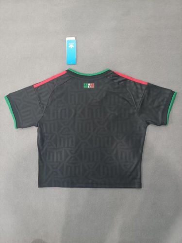 Women 2026 Mexico Third Away Black Crop Soccer Shirt Girl Football Jersey