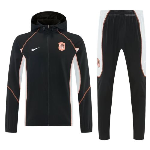 with Caps 2026-2027 Chelsea Black/Grey Soccer Windbreaker Tracksuit Jacket Football Jacket and Pants