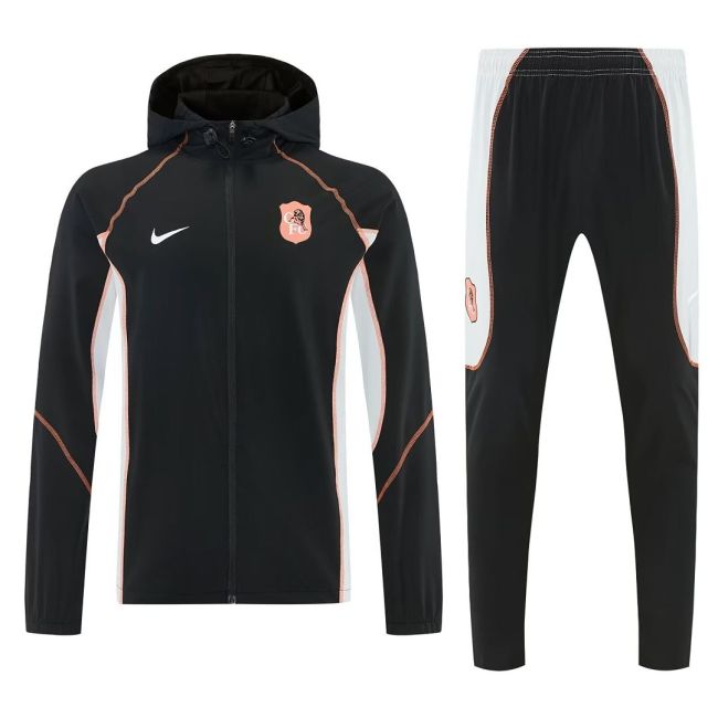 with Caps 2026-2027 Chelsea Black/Grey Soccer Windbreaker Tracksuit Jacket Football Jacket and Pants