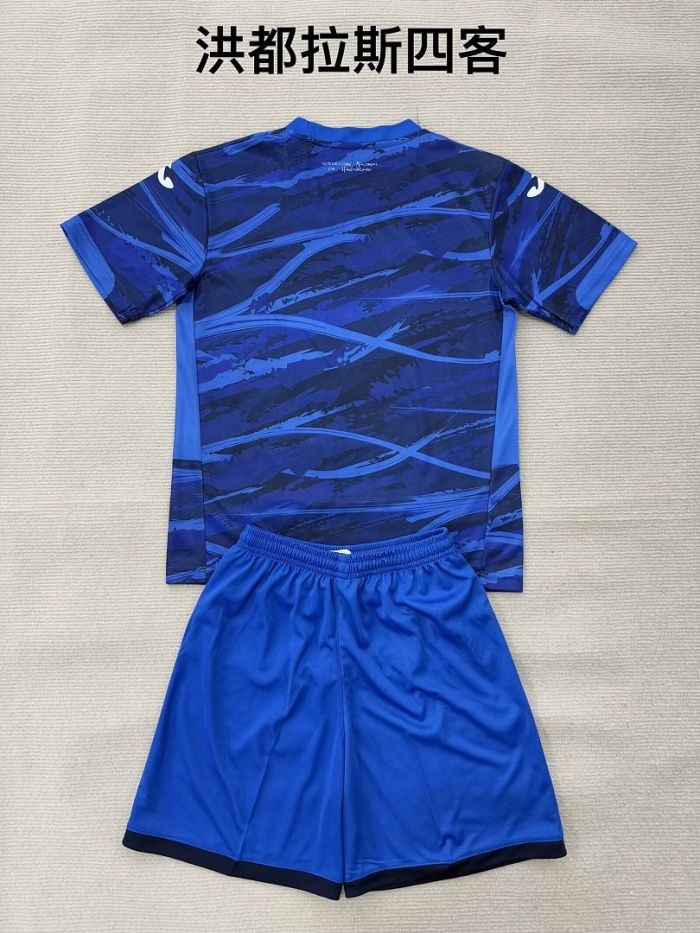 Youth Uniform Kids Kit 2026 Honduras Fourth Away Blue Soccer Jersey Shorts Child Football Set