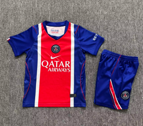 Youth Uniform Kids Kit 2026-2027 PSG Home Soccer Jersey Shorts Paris Child Football Set