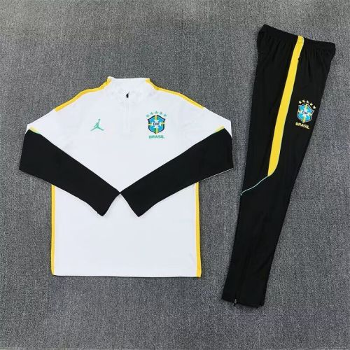 2026 Brazil White Soccer Training Sweater and Pants Brasil Football Kit