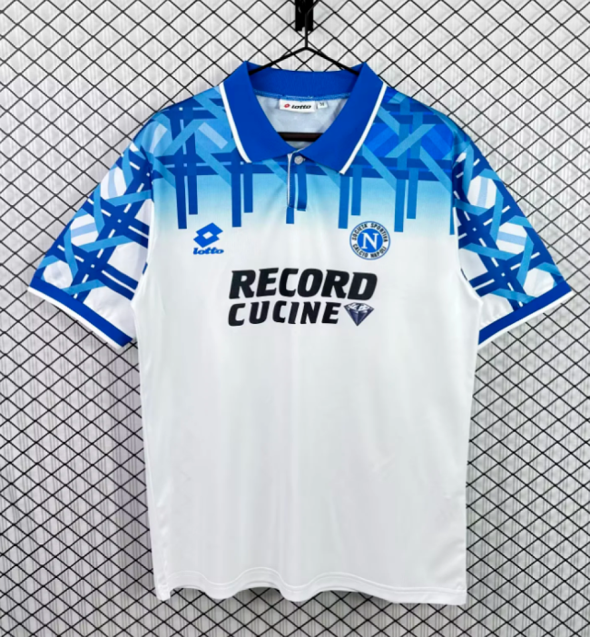 Retro Jersey 1994-1995 Calcio Napoli Away White/Blue Soccer Jersey Napoles Vintage Football Shirt