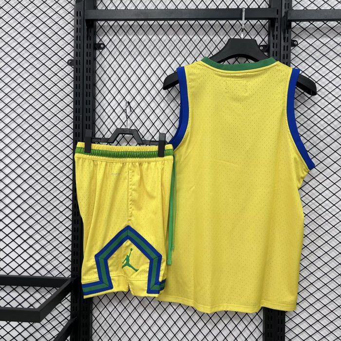 Adult Uniform 2026-2027 Brazil Yellow AJ Soccer Training Vest and Shorts Football Kits