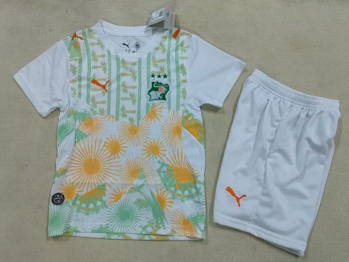 Youth Uniform Kids Kit 2026 Côte d'Ivoire Away Soccer Jersey Shorts Ivory Coast Child Football Set