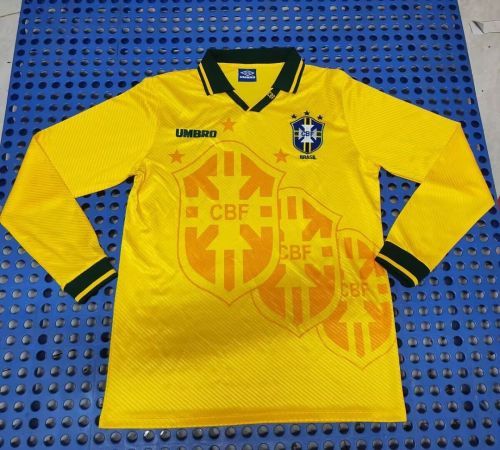 Long Sleeve Retro Jersey 1994 Brazil Home Soccer Jersey Vintage Brasil Camisetas de Futbol