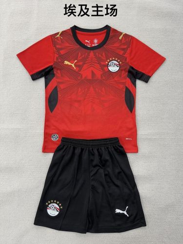 Youth Uniform Kids Kit 2026 Egypt Home Soccer Jersey Shorts Child Football Set