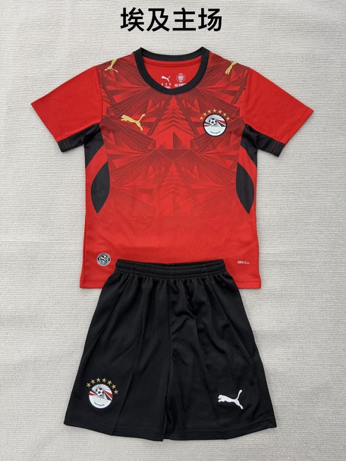 Youth Uniform Kids Kit 2026 Egypt Home Soccer Jersey Shorts Child Football Set