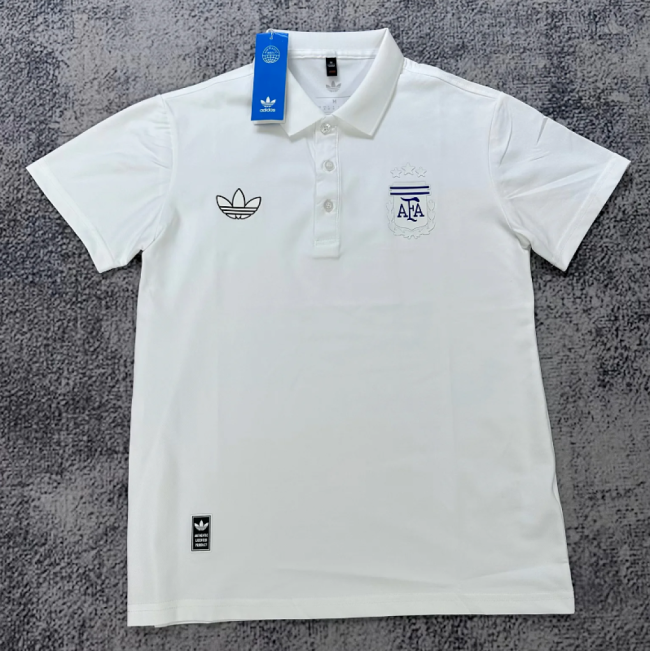 2026 Argentina White Soccer Polo