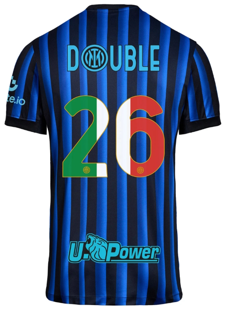with Special Fonts Fan Version 2025-2026 Inter Milan DOUBLE 26 Home Soccer Jersey Football Shirt