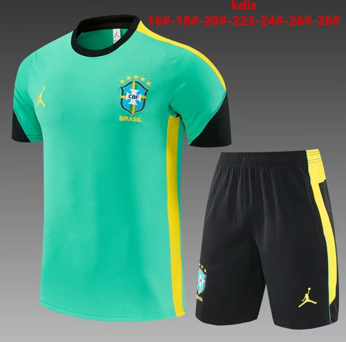 Youth Uniform Kids Kit 2026-2027 Green/Yellow Soccer Training Jersey Shorts Child Football Set