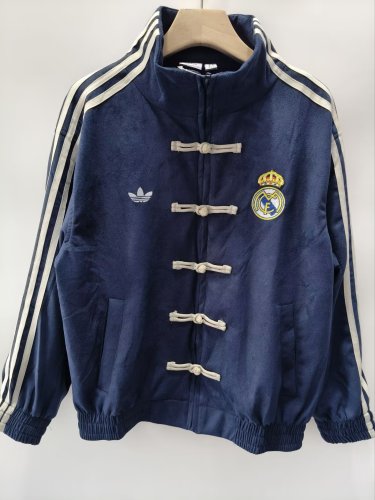 2026-2027 Real Madrid dark blue Tang suit Soccer Jacket Black Football Jacket