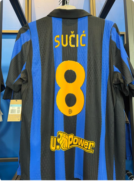 with Scudetto+Coppa Italia Patch Player Version 2026-2027 Inter Milan SUCIC 8 Home Soccer Jersey Football Shirt