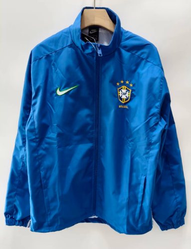 Retro Jacket 1998 Brazil Blue Soccer Windbreaker Jacket Brasil Football Jacket