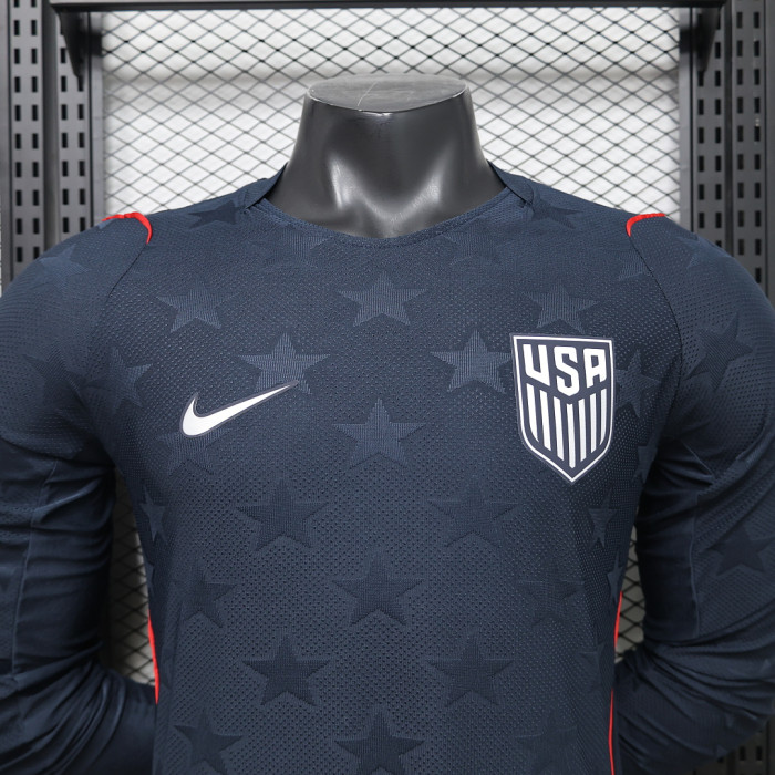 Long Sleeve Player Version 2026 USA Away Soccer Jersey United States Football Shirt
