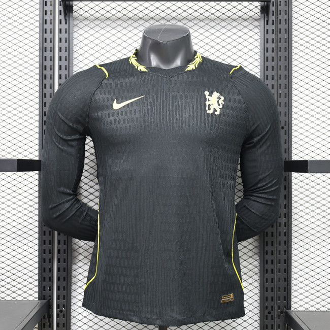 Long Sleeve Player Version 2026-2027 Chelsea Away Black Soccer Jersey Football Shirt