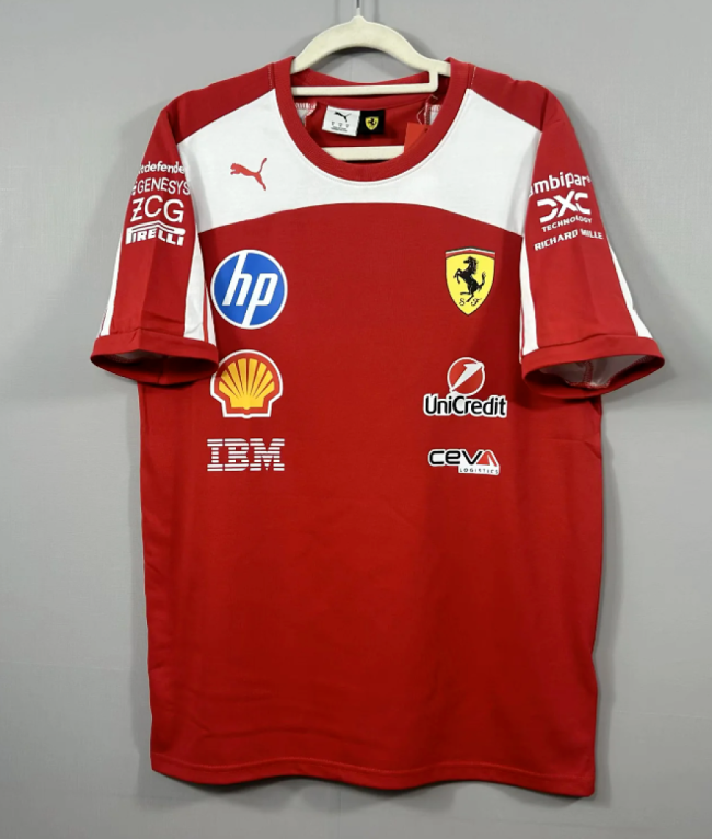 2026 Ferrari Red/White T-Shirt Racing Jersey