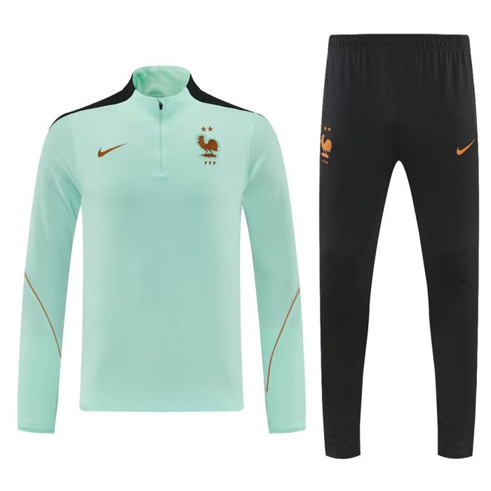 2026-2027 France Light Green Soccer Training Sweater and Pants Football Kit