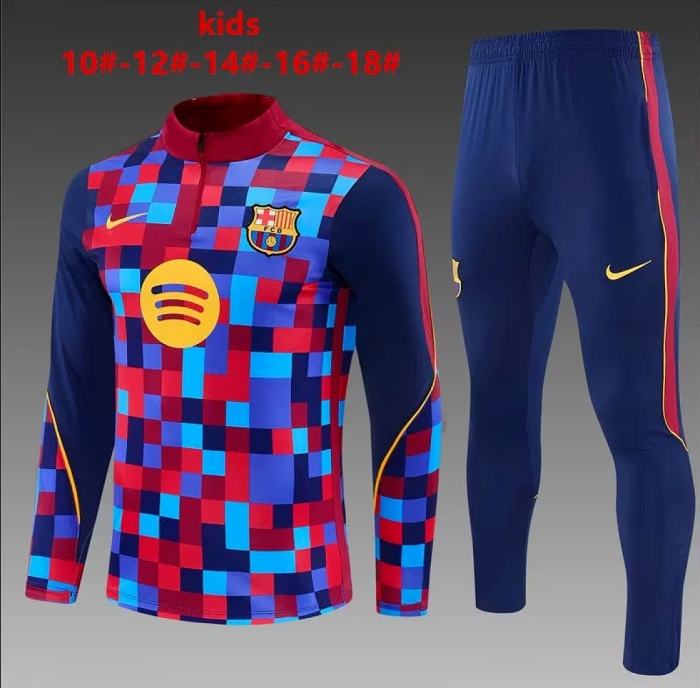 Youth 2026-2027 Barcelona Red/Blue Soccer Training Sweater and Pants Child Football Kit