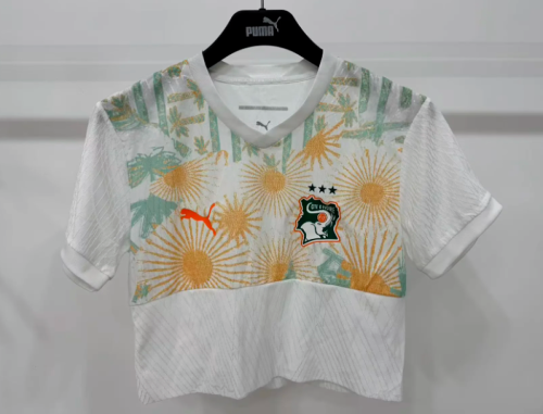 Women 2026 Côte d'Ivoire Away White Crop Soccer Shirt Girl Ivory Coast Football Jersey