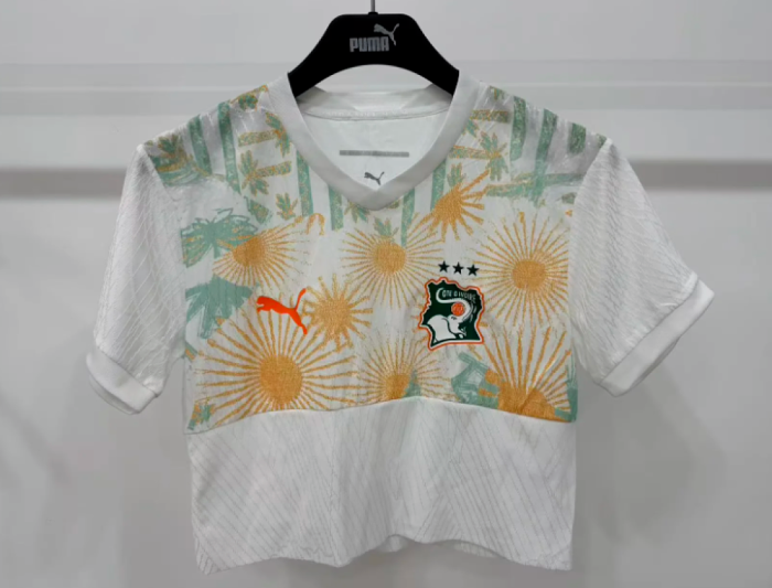 Women 2026 Côte d'Ivoire Away White Crop Soccer Shirt Girl Ivory Coast Football Jersey