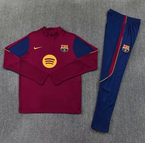 2026-2027 Brazil Dark Red/Dark Blue Soccer Training Sweater and Pants Football Kit