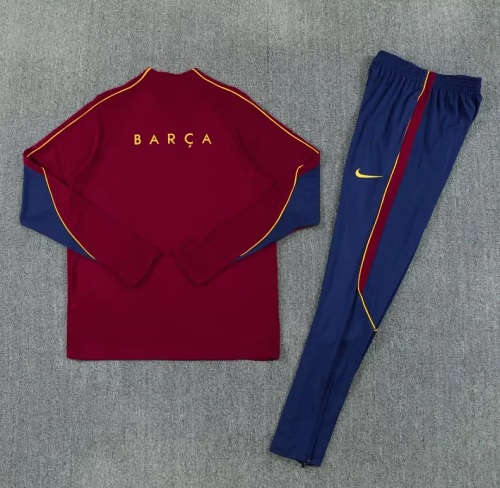 2026-2027 Brazil Dark Red/Dark Blue Soccer Training Sweater and Pants Football Kit