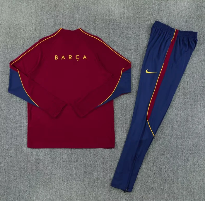 2026-2027 Brazil Dark Red/Dark Blue Soccer Training Sweater and Pants Football Kit