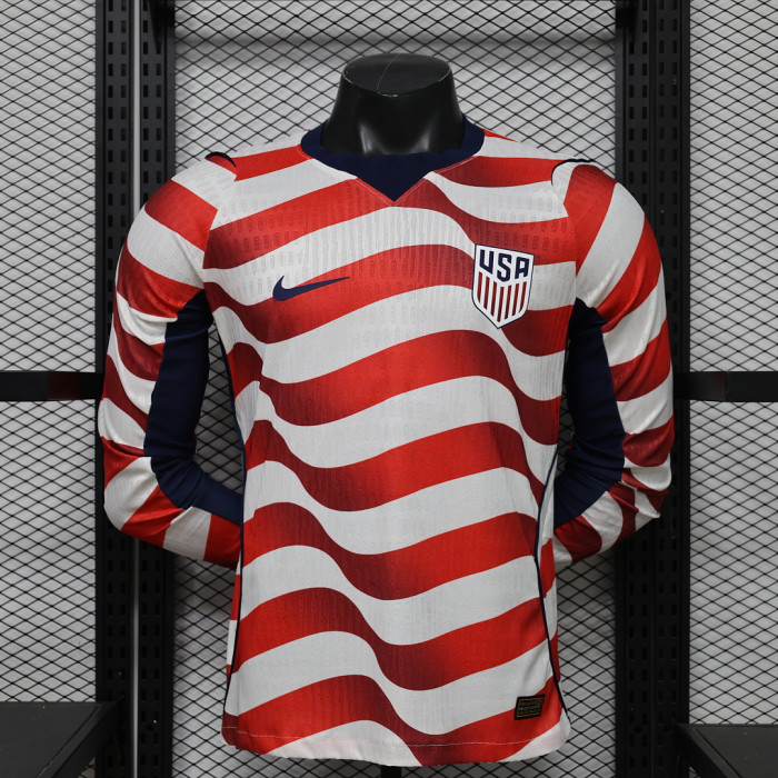 Long Sleeve Player Version 2026 USA Home Soccer Jersey United States Football Shirt
