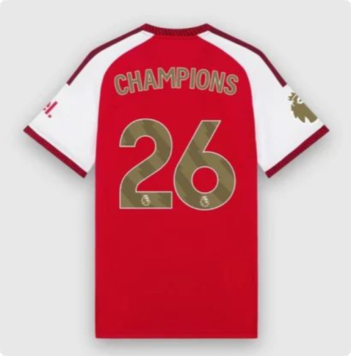 with Golden EPL+No room for racism Patch Player Version 2026-2027 Arsenal CHAMPIONS 26 Home Soccer Jersey Football Shirt