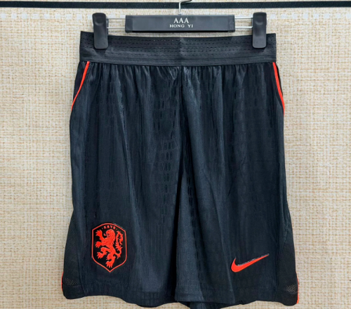 Player Version 2026 Netherlands Home Soccer Shorts Holland Black Football Shorts