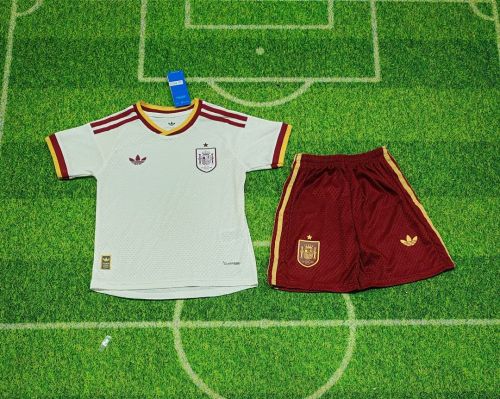 Player Version Youth Uniform Kids Kit 2026 Spain Away Soccer Jersey Shorts Child Football Set