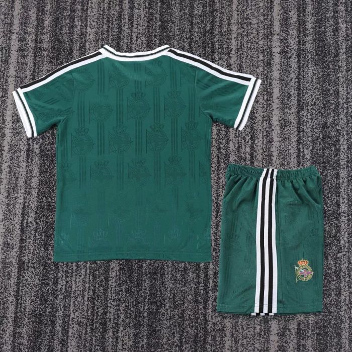 Retro Youth Uniform Kids Kit 1999-2000 Deportivo La Coruña Away Green Soccer Jersey Shorts Vintage Child Football Set