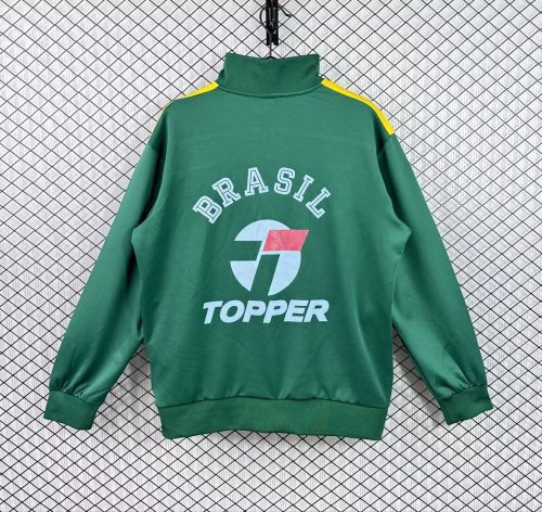 Retro Jacket 1986 Brazil Green Soccer Windbreaker Jacket Brasil Football Jacket