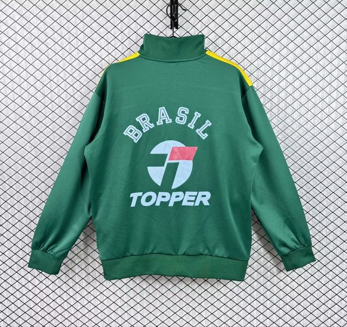 Retro Jacket 1986 Brazil Green Soccer Windbreaker Jacket Brasil Football Jacket